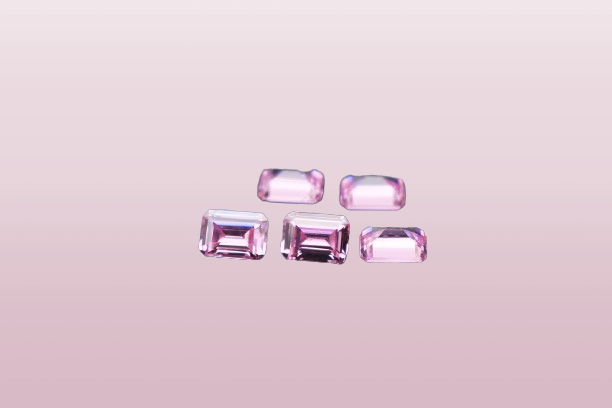 Loose Cubic Zirconia Pink color Octagon Emerald Cut 5x7mm gemstones | MMI Gems